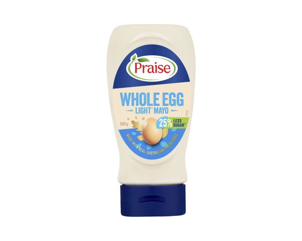Praise Mayonnaise Whole Egg Light Less Sugar Squeeze 500 g